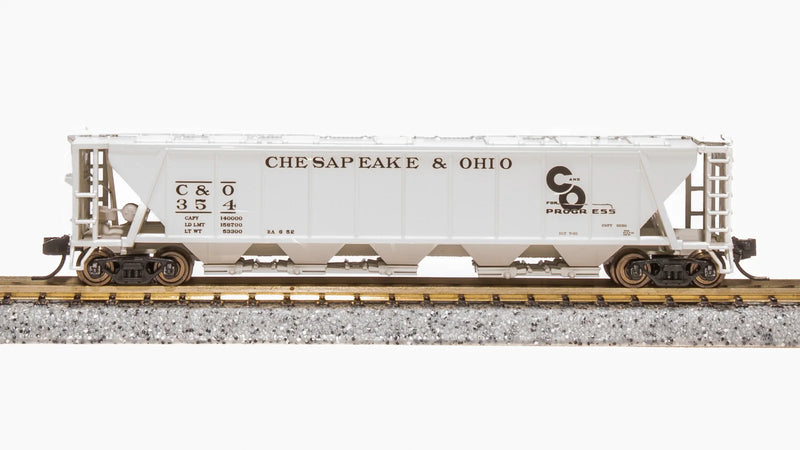 BLI (Broadway Limited Imports) 7259 N Scale H32 Covered Hopper Chesapeake & Ohio C&O (2 Pack)