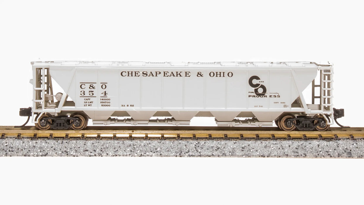 BLI (Broadway Limited Imports) 7259 N Scale H32 Covered Hopper Chesapeake & Ohio C&O (2 Pack)