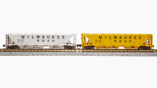 BLI (Broadway Limited Imports) 7262 N Scale H32 Covered Hopper Milwaukee Road MILW (2 Pack)