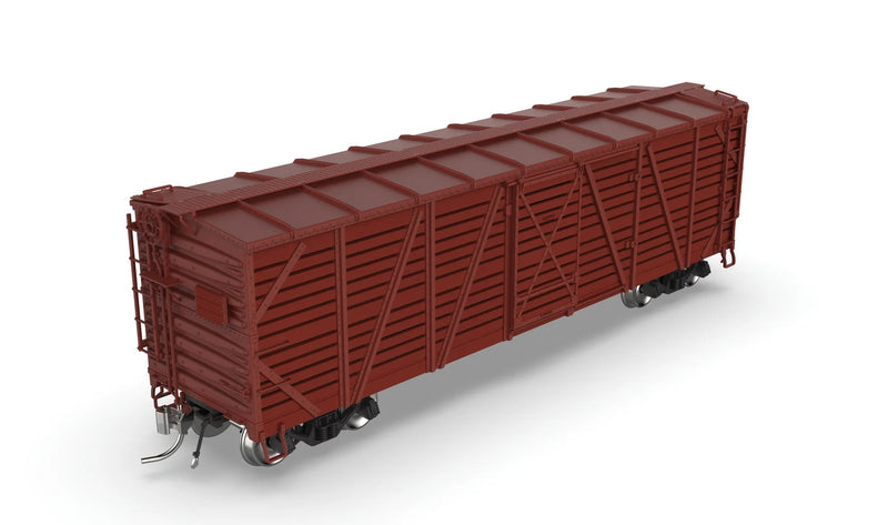 BLI HO Scale 40' Wood Stock Car Oxide Red Unlettered with sound