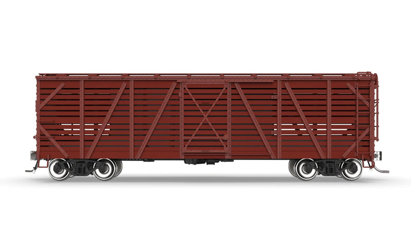 BLI HO Scale 40' Wood Stock Car Oxide Red Unlettered with sound