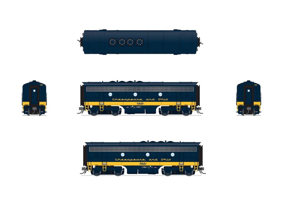 BLI HO Scale EMD F7A/B Diesel Chesapeake & Ohio C&O 7002/7501