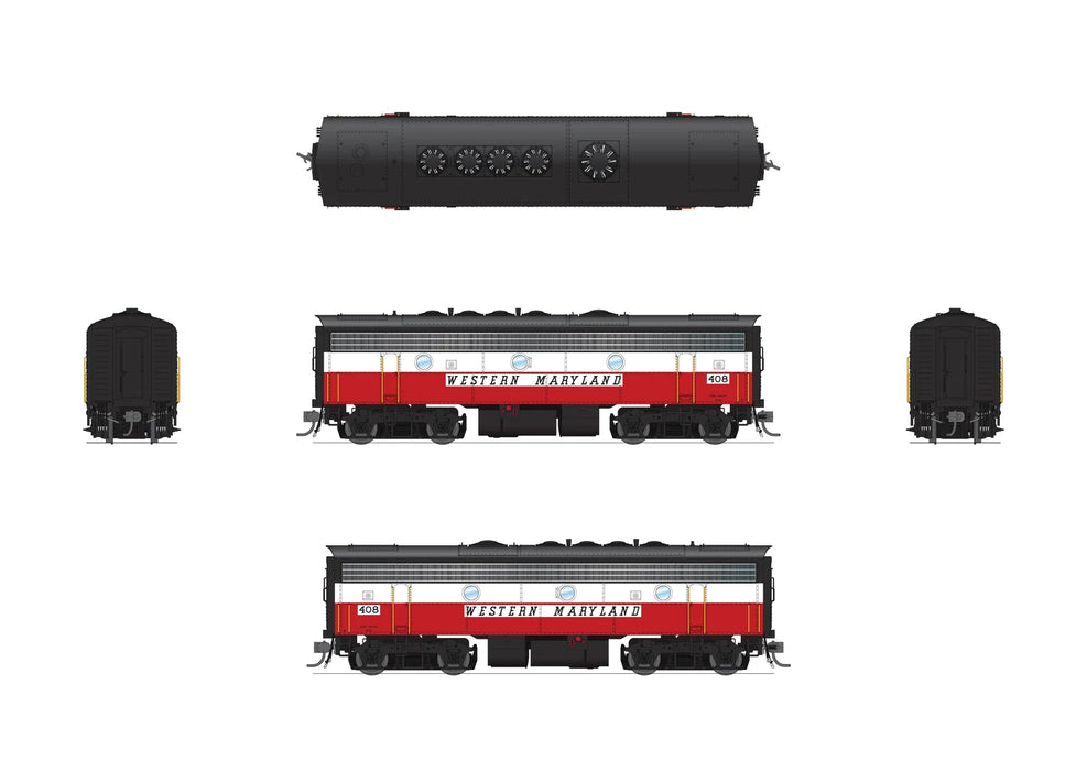 BLI HO Scale EMD F7A/B Diesel Western Maryland "Circus Red/White/Black) WM 53/408