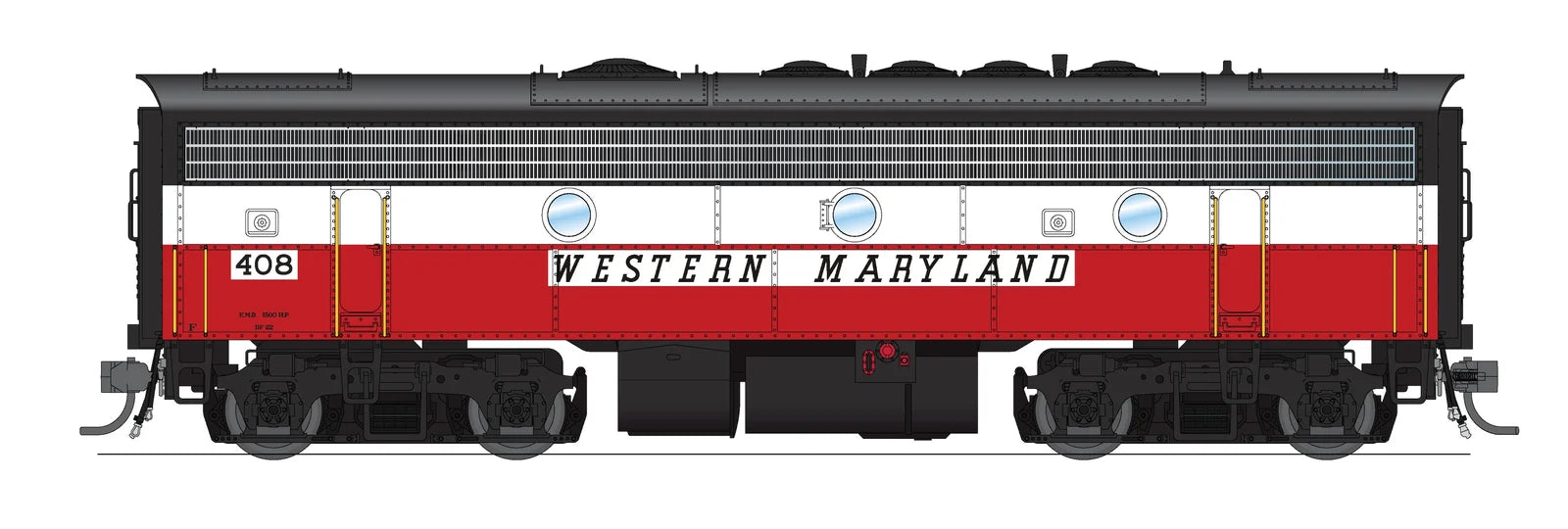 BLI HO Scale EMD F7A/B Diesel Western Maryland "Circus Red/White/Black) WM 53/408