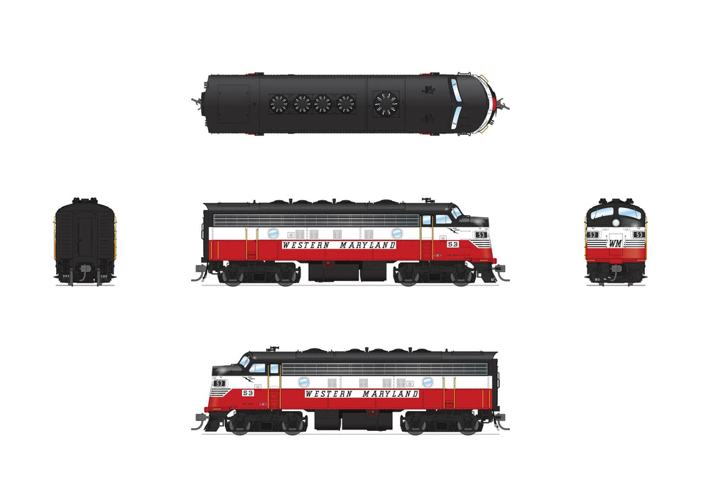 BLI HO Scale EMD F7A Diesel Western Maryland "Circus Red/White/Black) WM