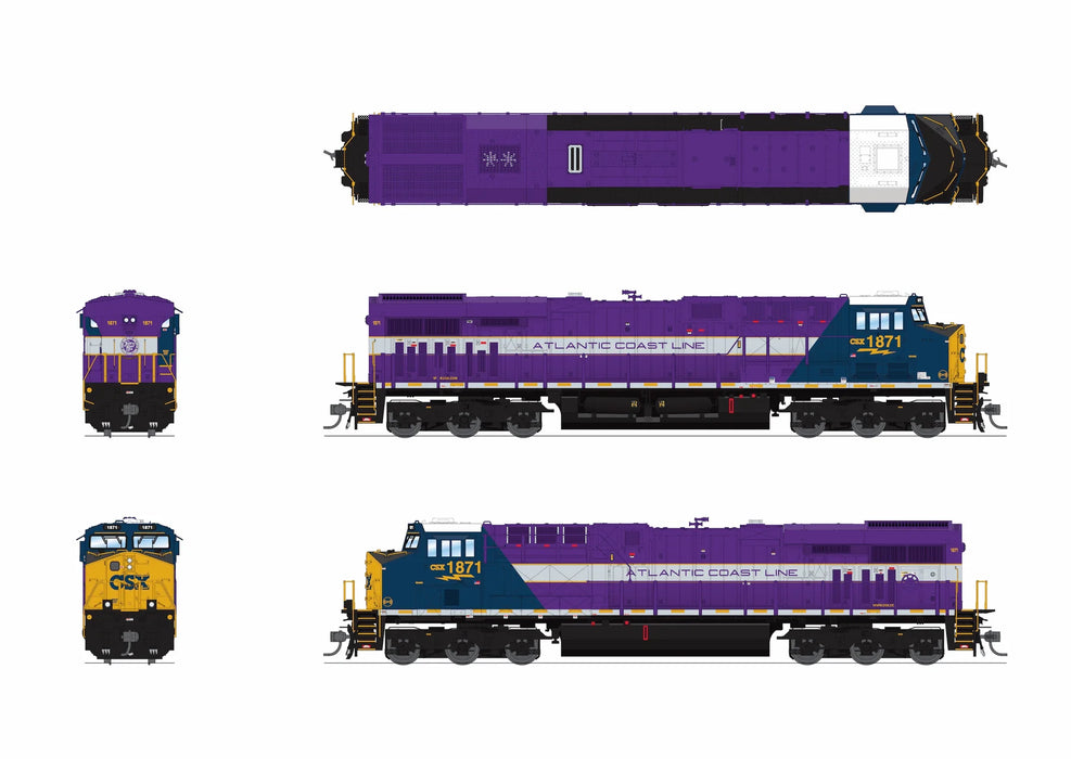 BLI HO Scale GE ES44AC GEVO CSX 1871 Atlantic Coast Line Heritage