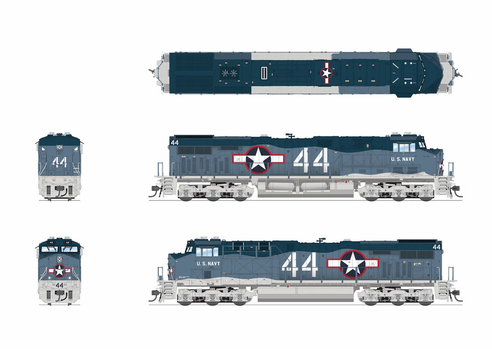BLI HO Scale GE ES44AC GEVO US Navy #44 Fantasy Scheme