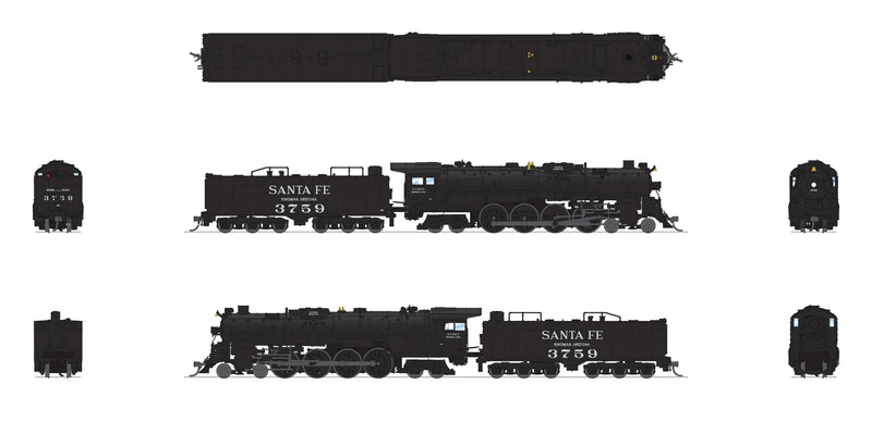 BLI N Scale 4-8-4 Steam Loco Santa Fe ATSF 3759 As Appears Today