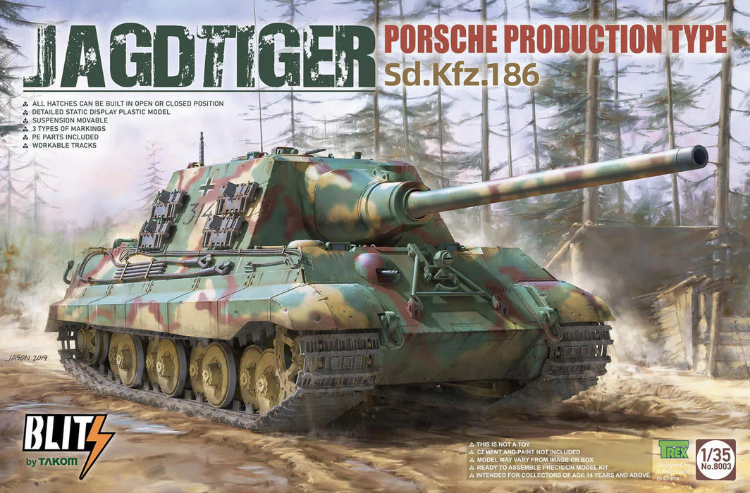 Blitz by Takom 8003 1/35 Jagdtiger Porsche Prod Type SD.KFZ.186 Tank Model Kit