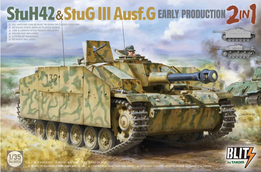 Blitz by Takom 8009 1/35 StuH42 & StuG III Ausf G 2n1 Tank Model Kit