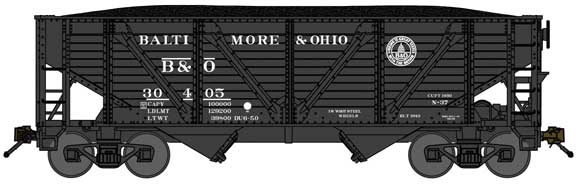 Bluford Shops 63124 N Scale 2-Bay War Emergency Hopper with Load B&O 30219