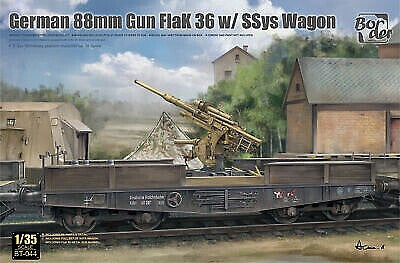 Border Models BT-044 1/35 German 88mm Gun Flak 36 with Railway Wagon Model Kit