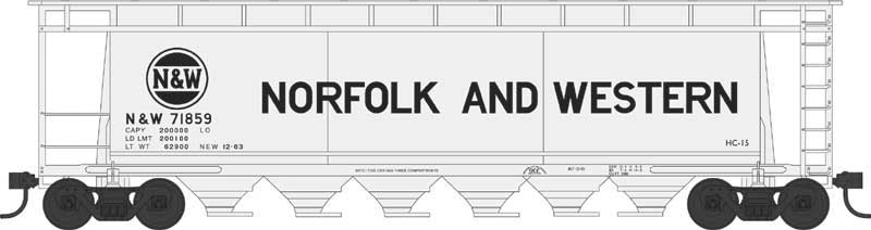 Bowser 38152 N Scale Cylindrical Hopper Norfolk & Western N&W 71851