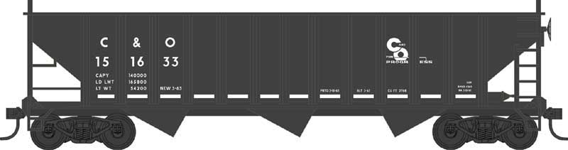 Bowser 42907 HO Scale 70 Ton 3-Bay Hopper Chesapeake & Ohio C&O 151581 (Progress Logo)