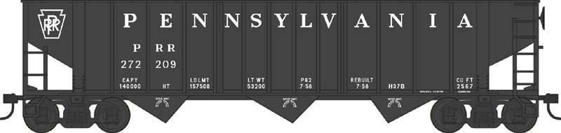 Bowser 42944 HO Scale 70 Ton 3-Bay Hopper Pennsylvania PRR 272209 (H37b Plain Keystone 1958)