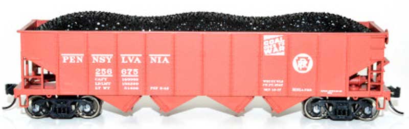 Bowser 43032 HO Scale H21a Open Hopper Pennsylvania (Coal Goes to War) PRR 256709