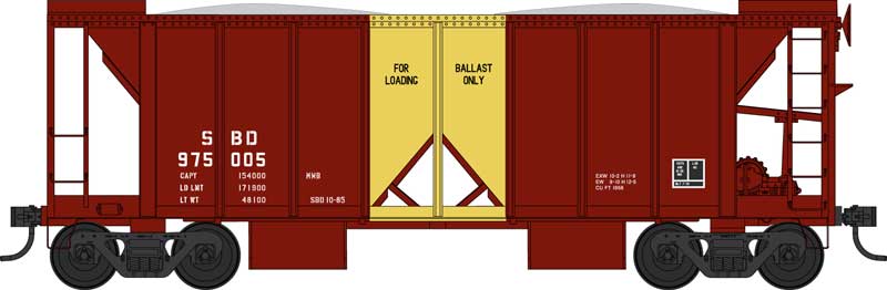 Bowser 43125 HO Scale 70 Ton Ballast Hopper with Side Chutes Seaboard System 975005