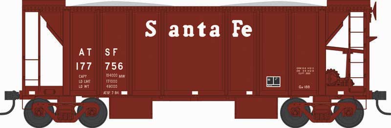 Bowser 43142 HO Scale 70 Ton Ballast Hopper with Side Chutes Santa Fe ATSF 177835