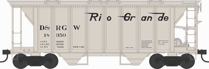 Bowser 43258 HO Scale H34 Covered Hopper Rio Grande D&RGW 18362