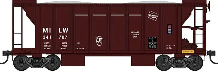Bowser 43675 HO Scale 70-Ton 2-Bay Ballast Hopper Milwaukee Road MILW 341744