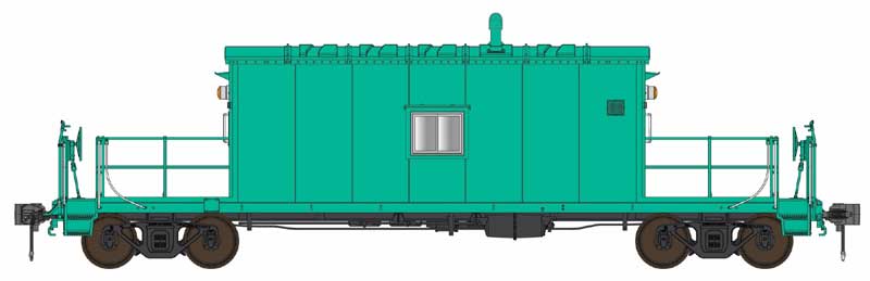 Bowser/English's 71035 HO Scale N9 Caboose Jade Green with Flashing FRA Light - Unlettered