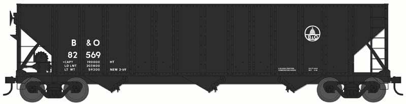 Bowser HO Scale 100 Ton 3 Bay Hopper Baltimore & Ohio H43 B&O