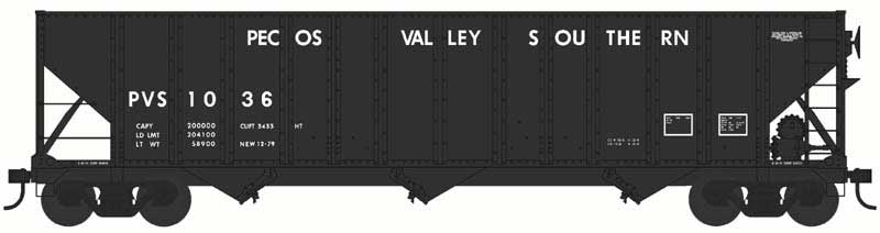 Bowser HO Scale 100 Ton 3 Bay Hopper Pecos Valley Southern PVS