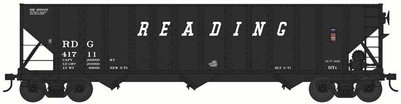 Bowser HO Scale 100 Ton 3 Bay Hopper Reading