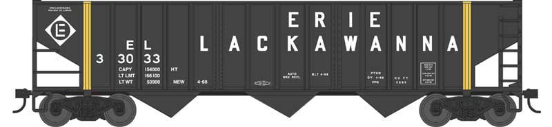 Bowser HO Scale 70 Ton 14 Panel 3 Bay Hopper Erie Lackawanna EL