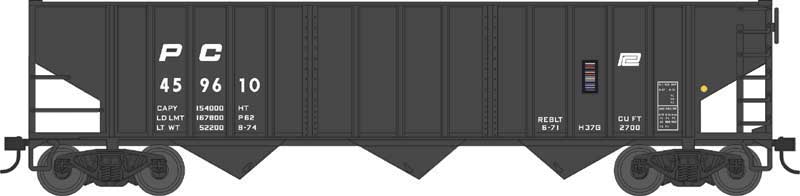 Bowser HO Scale 70 Ton 14 Panel 3 Bay Hopper Penn Central PC