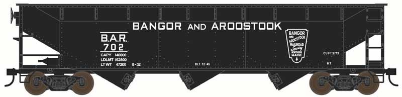 Bowser HO Scale 70 Ton Offset Hopper Bangor & Aroostook BAR
