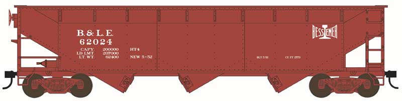 Bowser HO Scale 70 Ton Offset Hopper Bessemer & Lake Erie B&LE