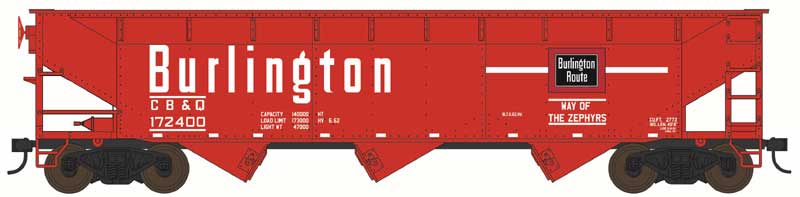 Bowser HO Scale 70 Ton Offset Hopper Burlington CB&Q