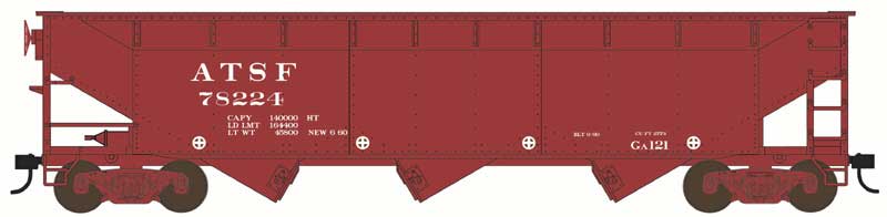 Bowser HO Scale 70 Ton Offset Hopper Santa Fe ATSF