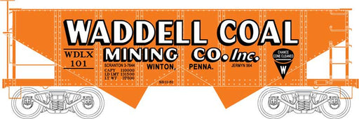 Bowser HO Scale GLa 2 Bay Open Hopper Waddell Coal Co. WDLX - NOS