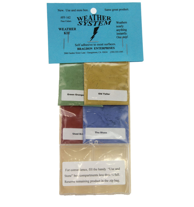 Bragdon Enterprises 162 1/2oz Weathering Powder Set of 4 (Old Yeller, Green Grunge, The Blues, Used Brick)