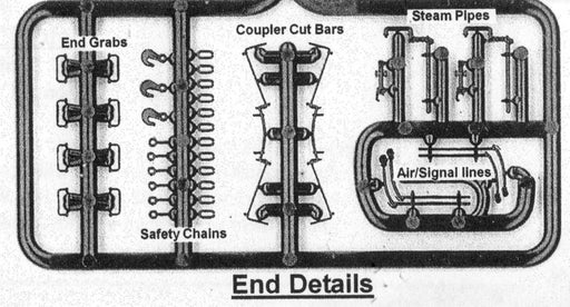 Branchline Trains 151006 HO Scale Heavyweight Car End Details (10 Pack)
