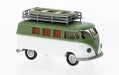 Brekina 31624 HO Scale VW T1b Passenger Van w/Roof Rack - Green and White