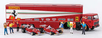 Brekina 58575 HO Scale Fiat Semi Tractor w/Racing Trailer, 2 Ferrari 312T2 &amp; 6 Figures