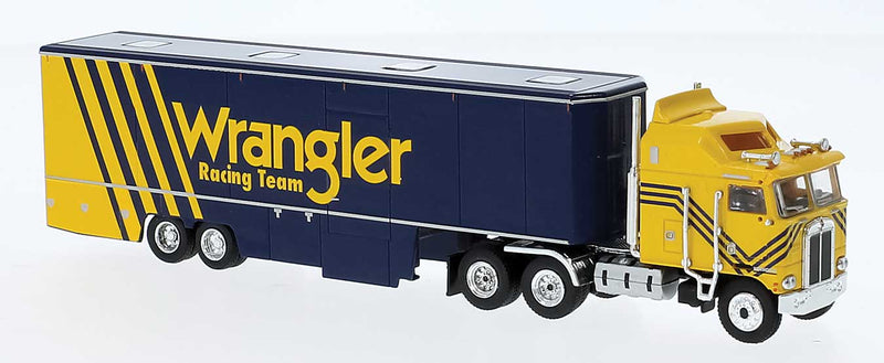 Brekina 85737 HO Scale Kenworth K100 with Race Trailer - Dale Earnhardt Wrangler