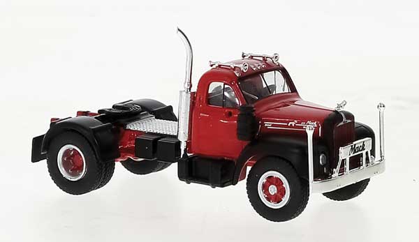 Brekina 85975 HO Scale 1953-19 Mack B61 Semi Tractor Cab - Red and Black