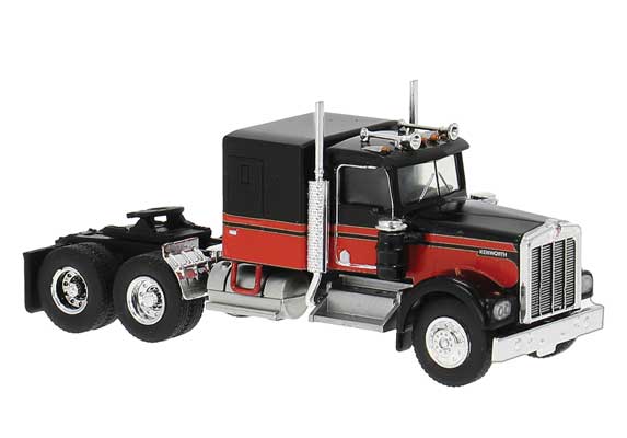 Brekina 86250 HO Scale Kenworth W900 Tractor with Sleeper Cab - Black and Red
