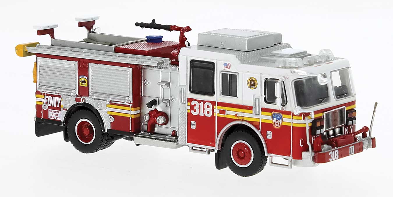 Brekina PCX 870684 HO Scale 2012 Seagrave Marauder II Fire Truck NYFD #318 Brooklyn/Coney Island