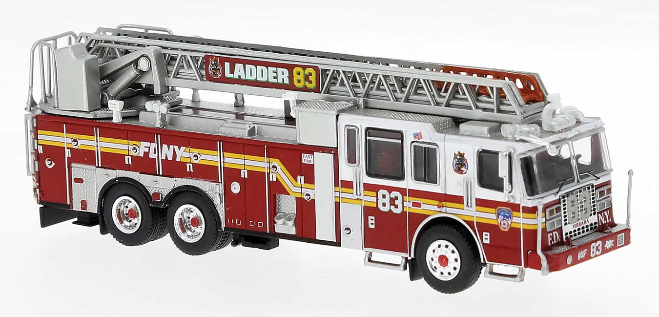 Brekina PCX 870691 HO Scale 2013 Ferrara Ultra Fire Ladder Truck NYFD #83 Staten Island