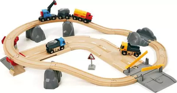 Brio 33210 Rail & Road Loading Wooden Train Set