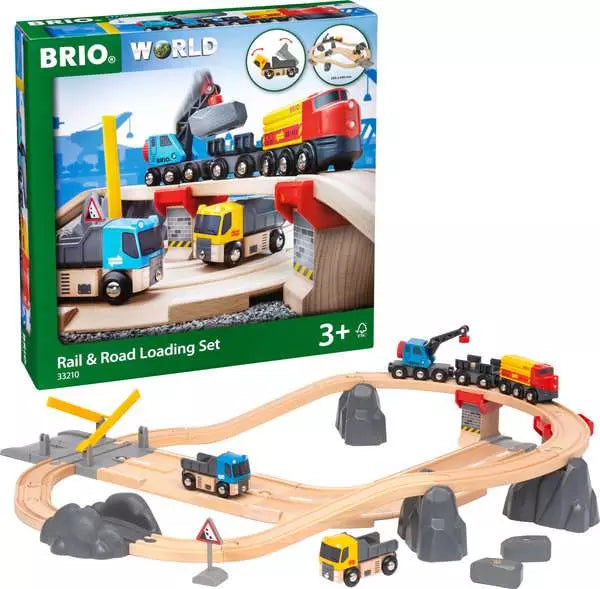 Brio 33210 Rail & Road Loading Wooden Train Set