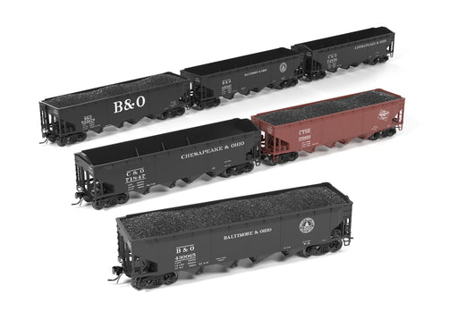 Broadway Limited Imports 10142 HO Scale ARA 70 Ton 4 Bay Hopper B&O/C&O/MILW Mixed Pack 6 Pack