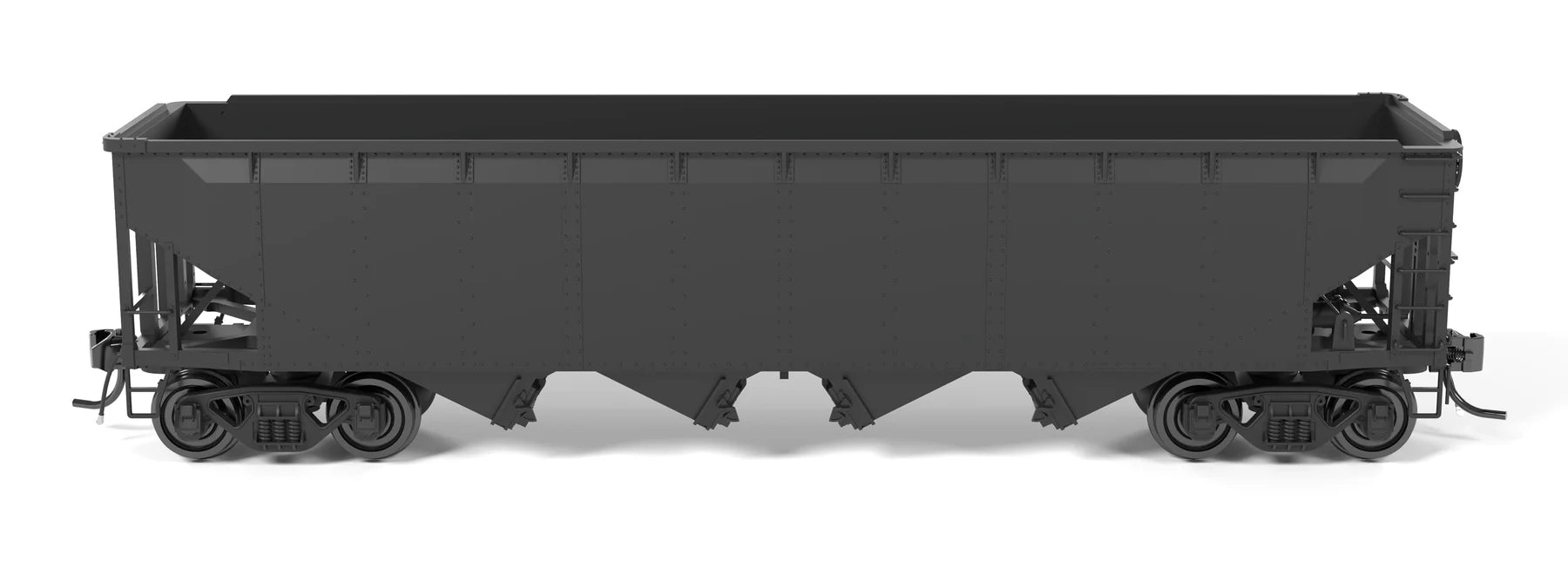 Broadway Limited Imports 10143 HO Scale ARA 70 Ton 4 Bay Hopper Unlettered Black 6 Pack