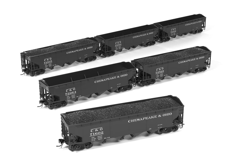Broadway Limited Imports HO Scale ARA 70 Ton 4 Bay Hopper C&O H7-13 6 Pack