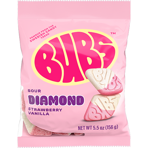 BUBS Sour Diamond Strawberry Vanilla 5.5oz Bag
